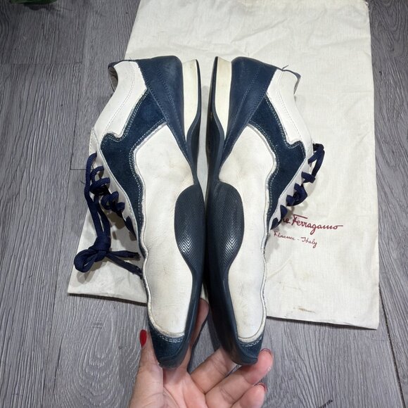 Vtg Salvatore Ferragamo Men’s Rare Two Tone Leather Suede Sneaker Made Italy 10D main image 4